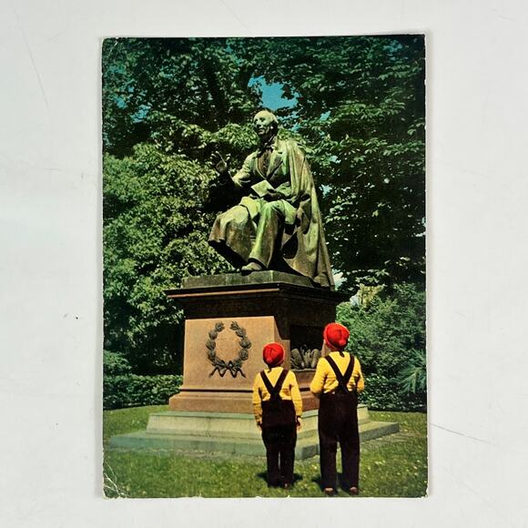 Postcard Statue of Hans Christian Andersen The Kings Garden Copenhagen Denmark - Picture 1 of 3